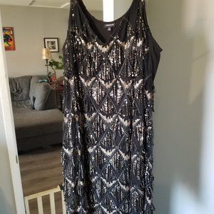 SPECIAL OCCASION BLACK & GOLD FRINGE MINI DRESS